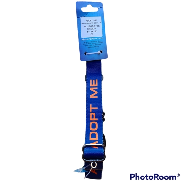 💥HP 💥Nylon Max & Neo Martingale Collar Blue/Orange "Adopt Me" 14"-16.25 - Picture 3 of 10